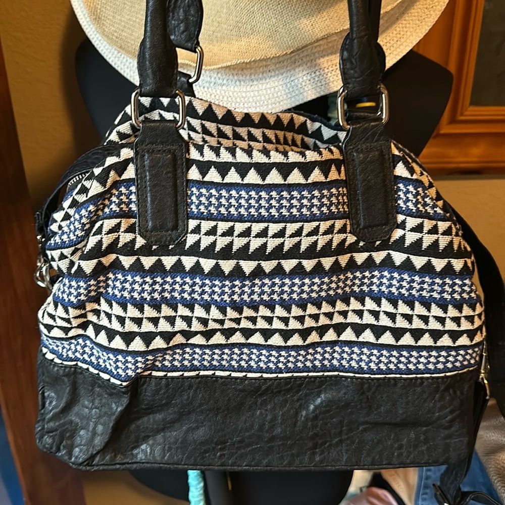Blue black and cream purse